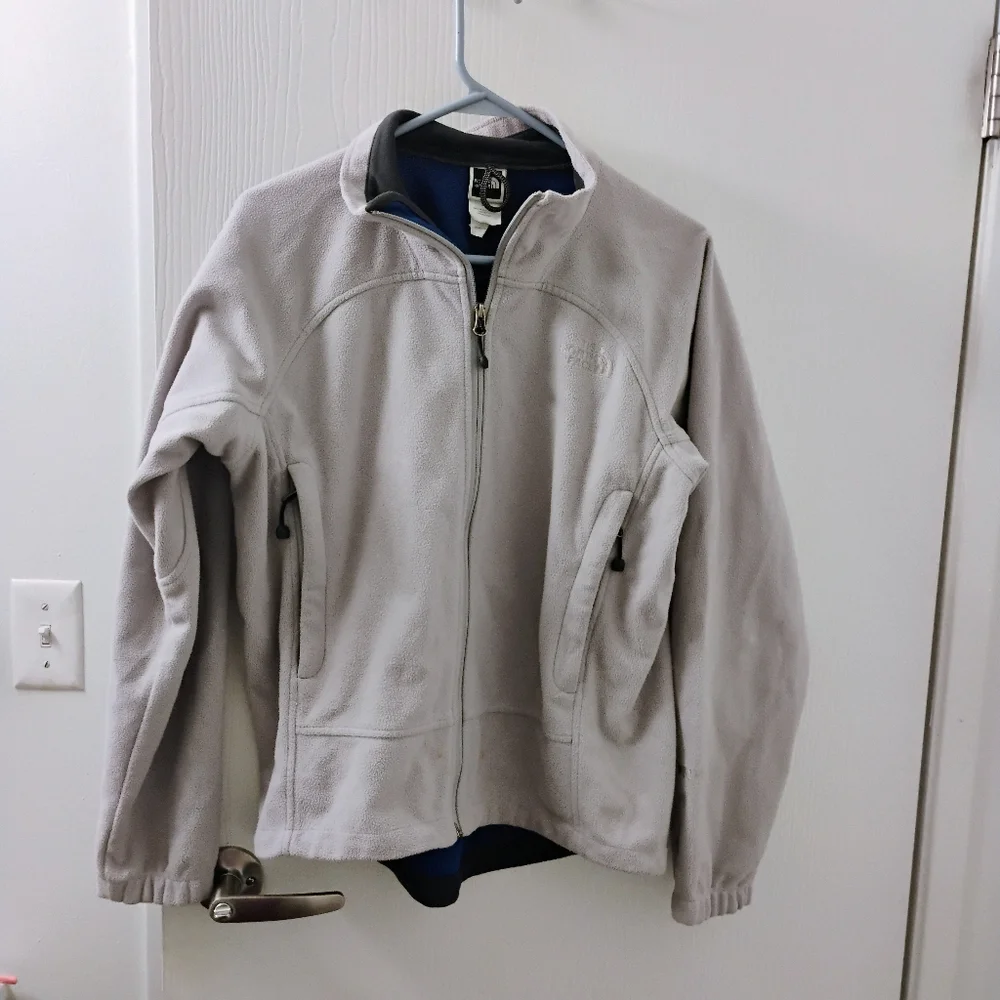 The North Face Mens Light Gray Fleece Shell Jacket Sz S